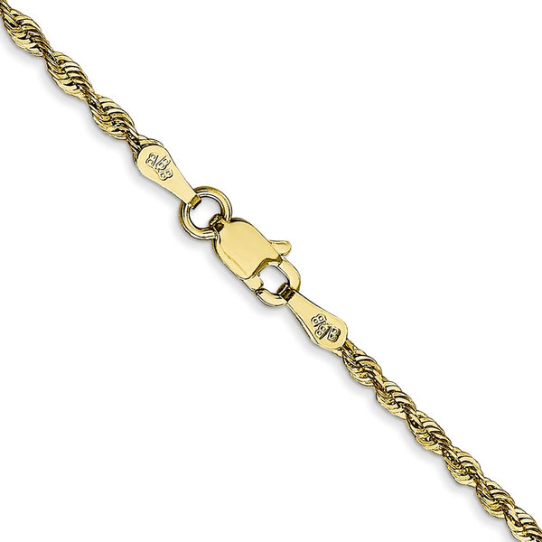 10KT Yellow Gold 18-inch 2MM Diamond-cut Lobster Clasp Rope Extra-Light Chain