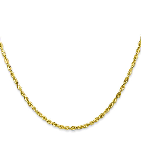 10KT Yellow Gold 24-inch 2.25MM Diamond-cut Lobster Clasp Rope Extra-Light Chain