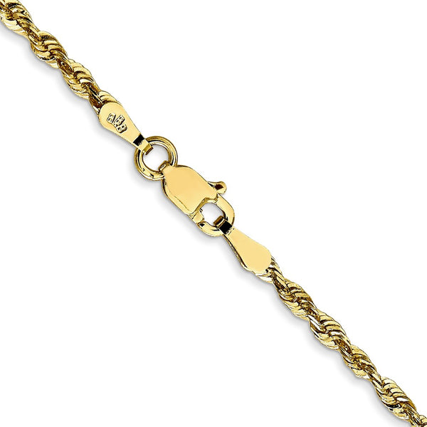 10KT Yellow Gold 24-inch 2.25MM Diamond-cut Lobster Clasp Rope Extra-Light Chain