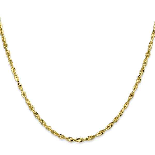 10KT Yellow Gold 18-inch 2.55MM Diamond-cut Lobster Clasp Rope Extra-Light Chain