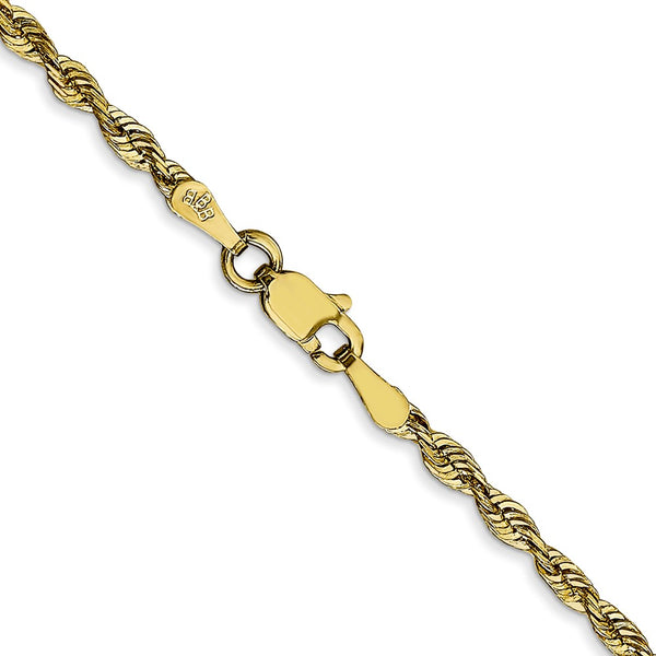 10KT Yellow Gold 18-inch 2.55MM Diamond-cut Lobster Clasp Rope Extra-Light Chain