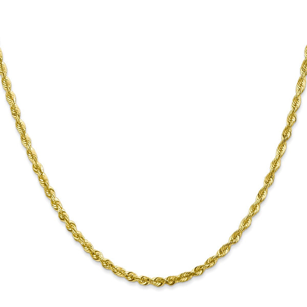 10KT Yellow Gold 20-inch 2.75MM Diamond-cut Lobster Clasp Rope Extra-Light Chain