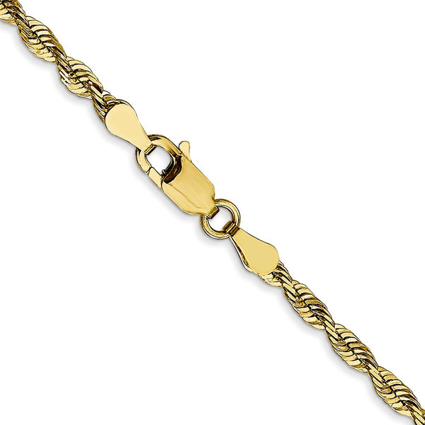 10KT Yellow Gold 20-inch 2.75MM Diamond-cut Lobster Clasp Rope Extra-Light Chain