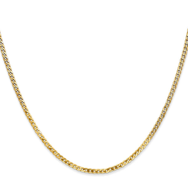 10KT Yellow Gold 18-inch 2.2MM Flat Beveled Curb Chain