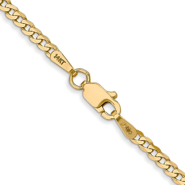 10KT Yellow Gold 16-inch 2.2MM Flat Beveled Curb Chain