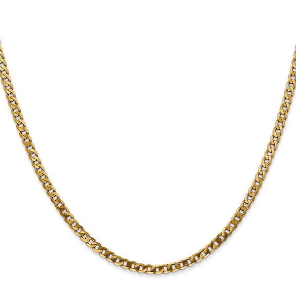 10KT Yellow Gold 24-inch 2.9MM Flat Beveled Curb Chain