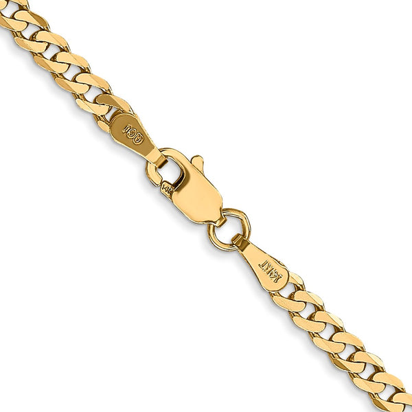 10KT Yellow Gold 16-inch 2.9MM Flat Beveled Curb Chain