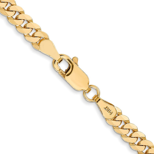 10KT Yellow Gold 24-inch 3.2MM Flat Beveled Curb Chain