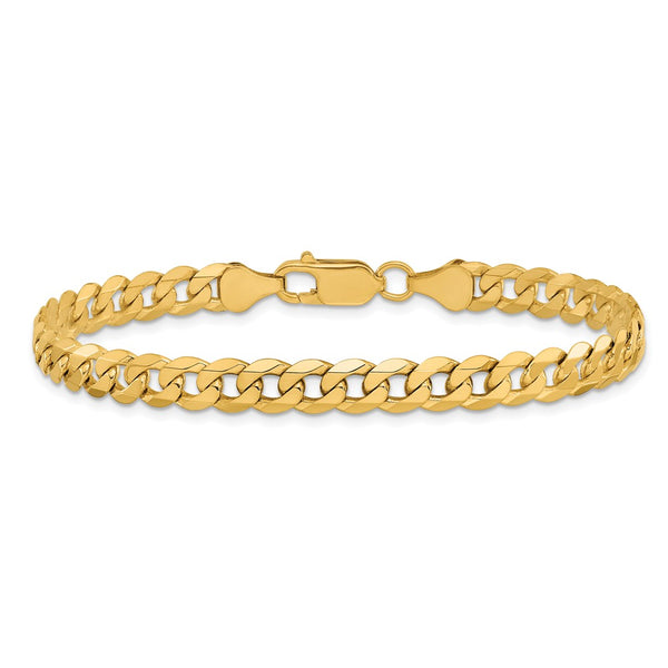 10KT Yellow Gold 8-inch 6.25MM Flat Beveled Curb Bracelet