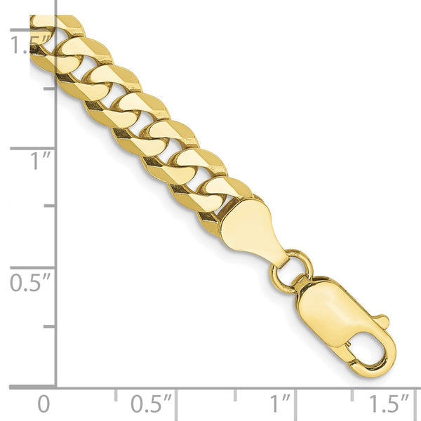 10KT Yellow Gold 8-inch 6.25MM Flat Beveled Curb Bracelet