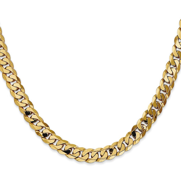 10KT Yellow Gold 22-inch 6.75MM Flat Beveled Curb Chain