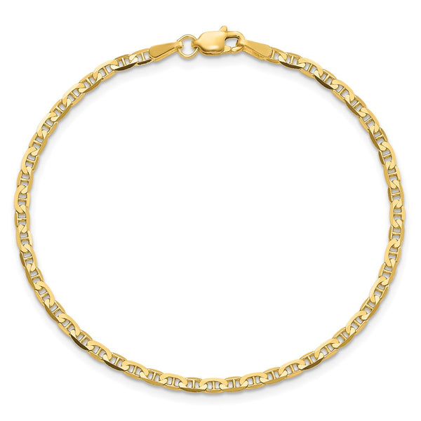 10KT Yellow Gold 7-inch 2.4MM Anchor Link Bracelet