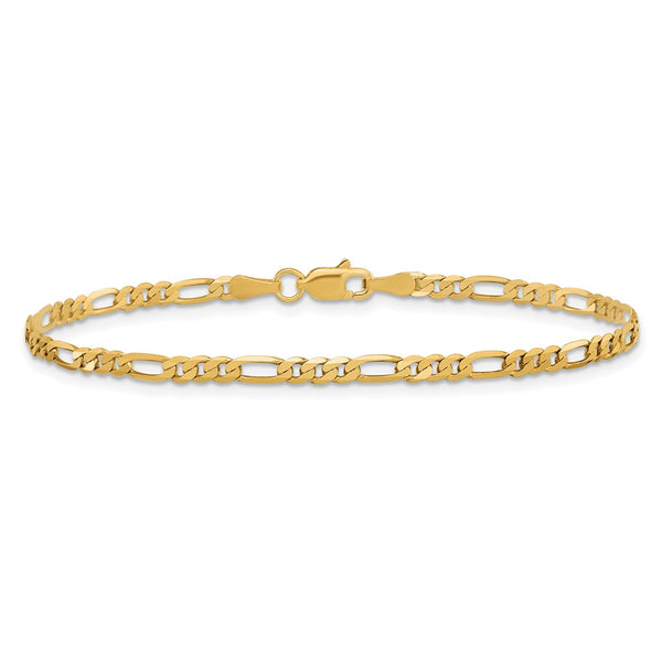 10KT Yellow Gold 8-inch 2.75MM Flat Figaro Bracelet