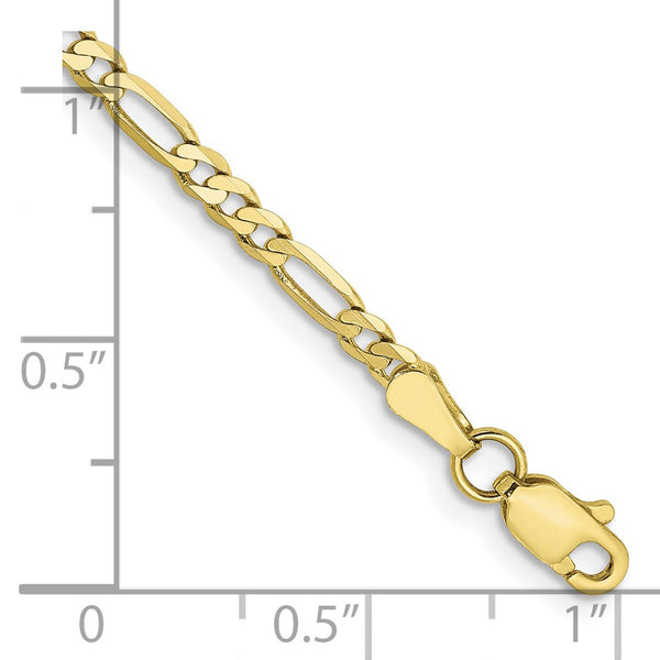 10KT Yellow Gold 8-inch 2.75MM Flat Figaro Bracelet