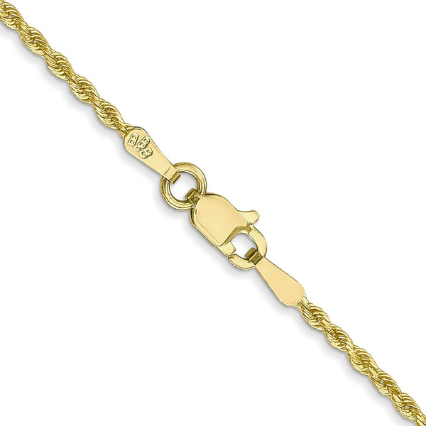 10KT Yellow Gold 16-inch 1.5MM Diamond-cut Lobster Clasp Rope Chain