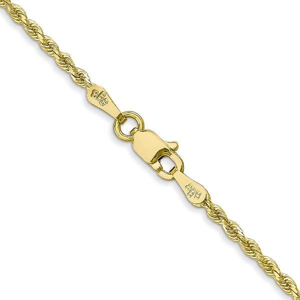 10KT Yellow Gold 20-inch 1.75MM Diamond-cut Lobster Clasp Rope Chain