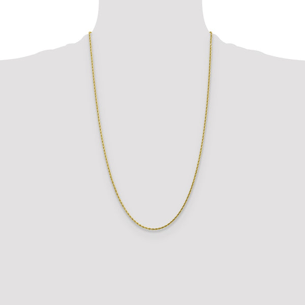 10KT Yellow Gold 26-inch 1.75MM Diamond-cut Lobster Clasp Rope Chain