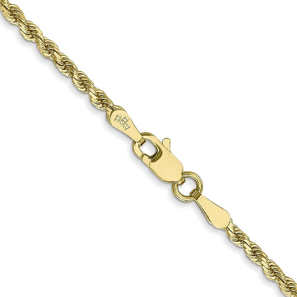 10KT Yellow Gold 18-inch 2.25MM Diamond-cut Lobster Clasp Rope Chain