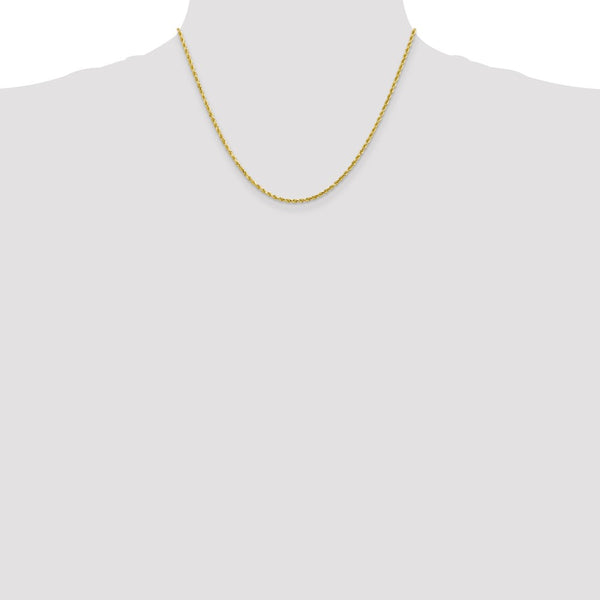 10KT Yellow Gold 18-inch 2.25MM Diamond-cut Lobster Clasp Rope Chain