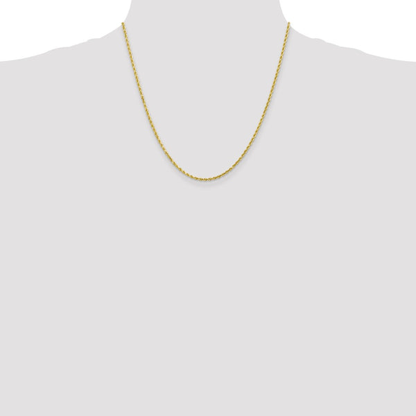 10KT Yellow Gold 20-inch 2.25MM Diamond-cut Lobster Clasp Rope Chain