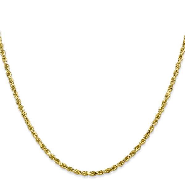 10KT Yellow Gold 22-inch 2.5MM Diamond-cut Lobster Clasp Rope Chain