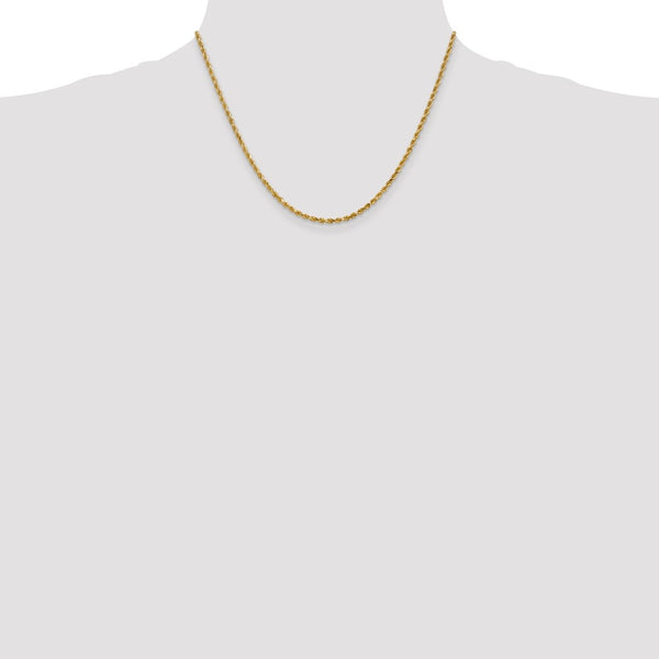 10KT Yellow Gold 18-inch 2.5MM Diamond-cut Lobster Clasp Rope Chain