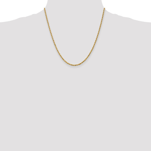 10KT Yellow Gold 20-inch 2.5MM Diamond-cut Lobster Clasp Rope Chain