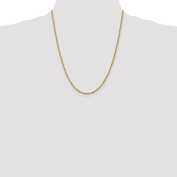 10KT Yellow Gold 22-inch 2.5MM Diamond-cut Lobster Clasp Rope Chain