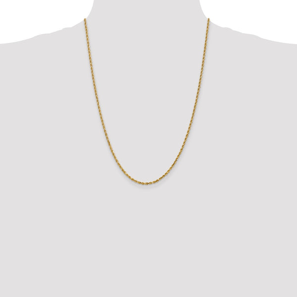 10KT Yellow Gold 24-inch 2.5MM Diamond-cut Lobster Clasp Rope Chain