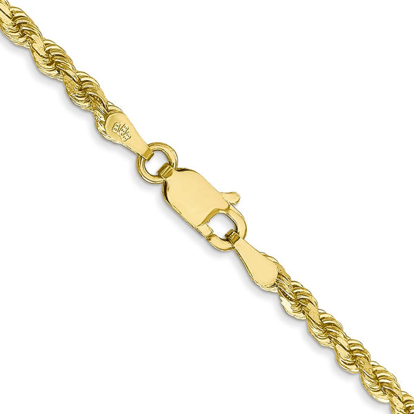 10KT Yellow Gold 24-inch 2.75MM Diamond-cut Lobster Clasp Rope Chain