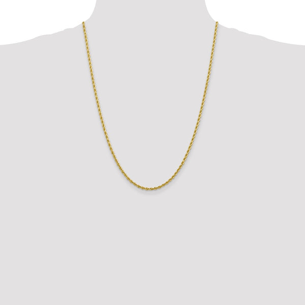 10KT Yellow Gold 24-inch 2.75MM Diamond-cut Lobster Clasp Rope Chain