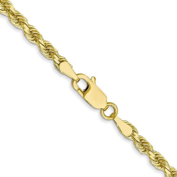 10KT Yellow Gold 22-inch 3.2MM Diamond-cut Lobster Clasp Rope Chain