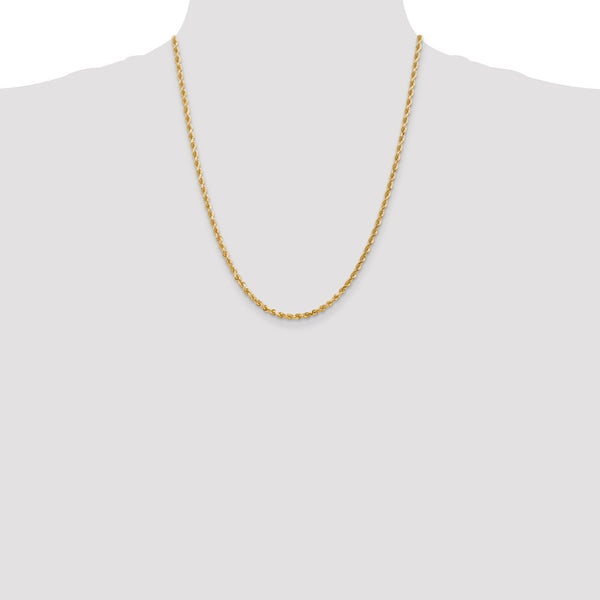 10KT Yellow Gold 22-inch 3.2MM Diamond-cut Lobster Clasp Rope Chain