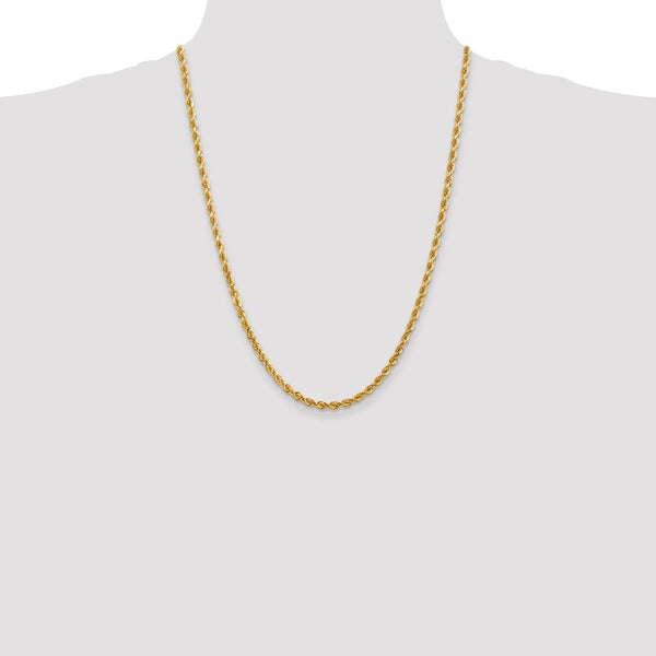 10KT Yellow Gold 24-inch 4MM Diamond-cut Lobster Clasp Rope Chain