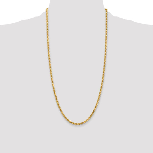 10KT Yellow Gold 28-inch 4MM Diamond-cut Rope Chain