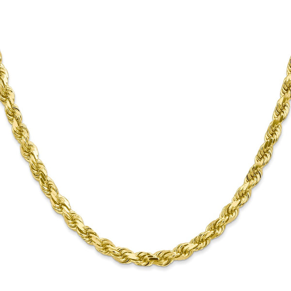 10KT Yellow Gold 18-inch 5MM Diamond-cut Lobster Clasp Rope Chain