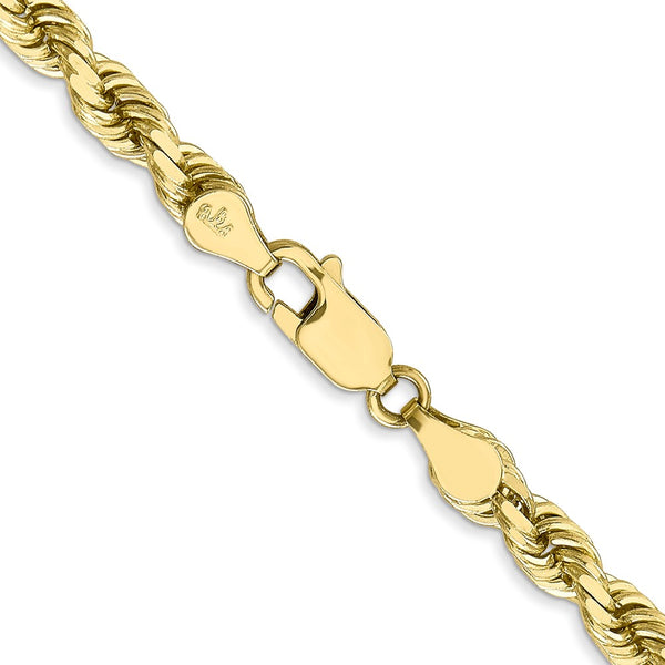 10KT Yellow Gold 18-inch 5MM Diamond-cut Lobster Clasp Rope Chain