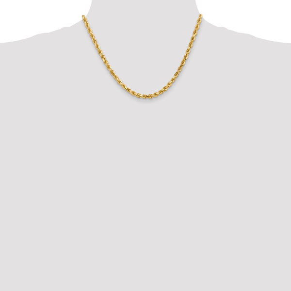 10KT Yellow Gold 18-inch 5MM Diamond-cut Lobster Clasp Rope Chain