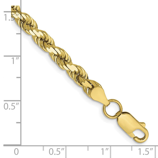 10KT Yellow Gold 8-inch 5MM Lobster Clasp Diamond-cut Rope Bracelet