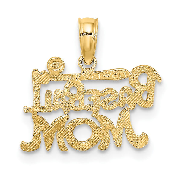 10KT Yellow Gold 10X15MM Baseball Mom Charm