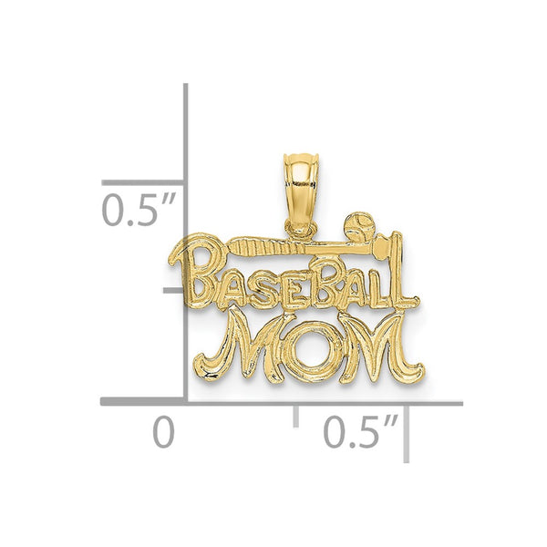 10KT Yellow Gold 10X15MM Baseball Mom Charm