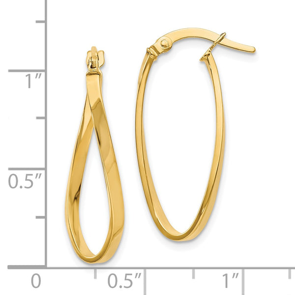 10KT Yellow Gold 26X16MM Twist Hoop Earrings