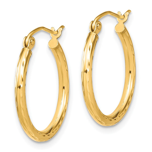 10KT Yellow Gold 20X35MM Diamond-cut Hinged Hoop Earrings