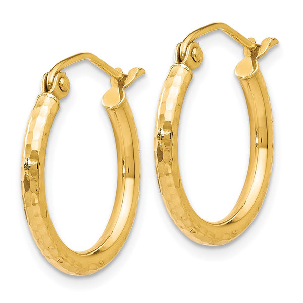 10KT Yellow Gold 17X28MM Diamond-cut Hinged Hoop Earrings