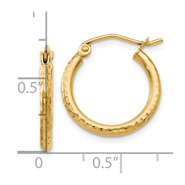 10KT Yellow Gold 17X28MM Diamond-cut Hinged Hoop Earrings