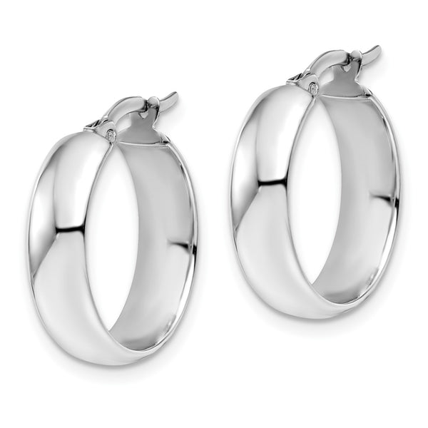 10KT White Gold 19X4MM Hinged Hoop Earrings