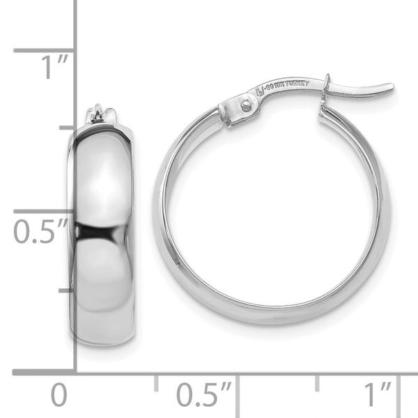 10KT White Gold 19X4MM Hinged Hoop Earrings