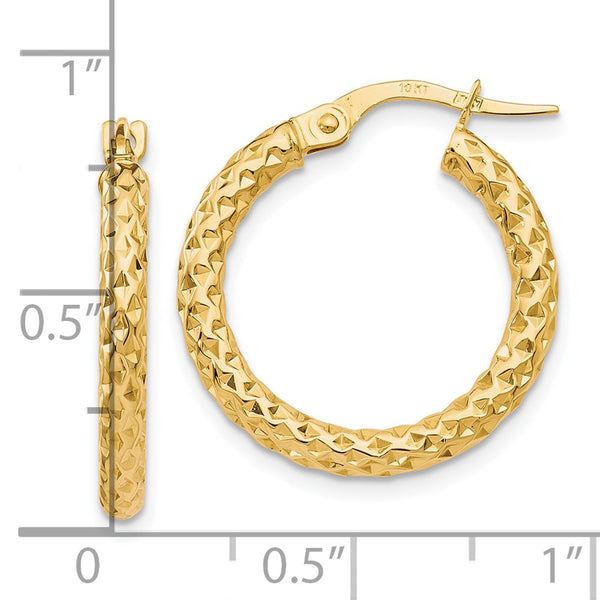 10KT Yellow Gold 23X21MM Diamond-cut Hoop Earrings