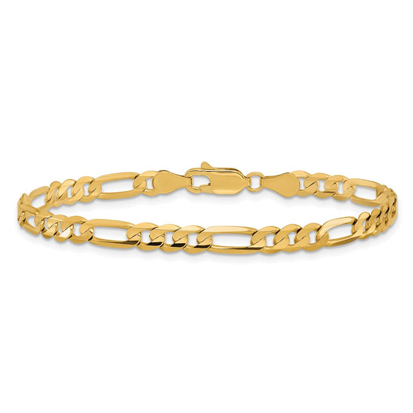 10KT Yellow Gold 7-inch 4.5MM Lobster Clasp Figaro Bracelet