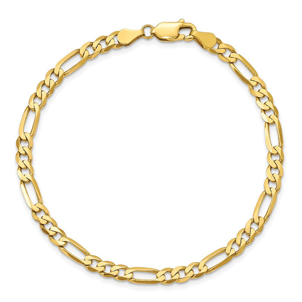 10KT Yellow Gold 7-inch 4.5MM Lobster Clasp Figaro Bracelet